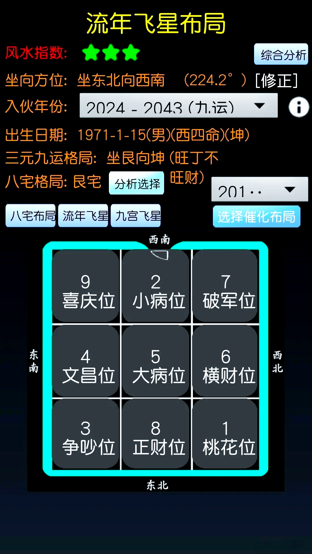 九运中艮山坤向/寅山申向的宅运盘布局详解