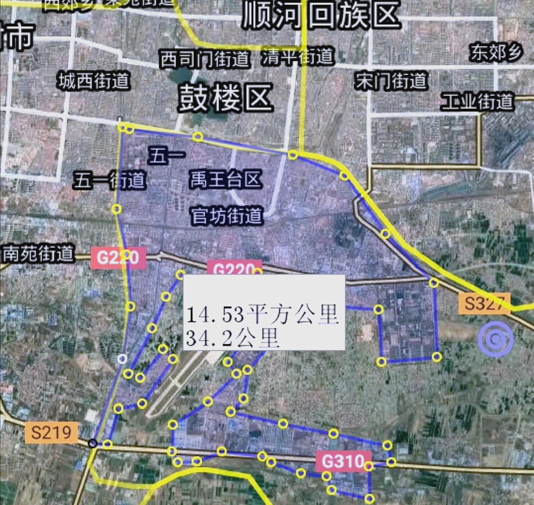 开封市各区县建成区面积对比,哪个最大