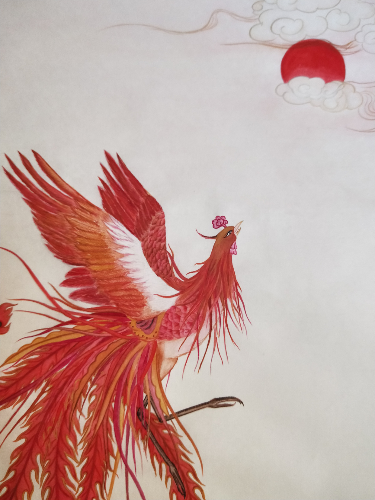 丹凤朝阳图(黄丽燕国画传统吉祥图案工笔花鸟画)