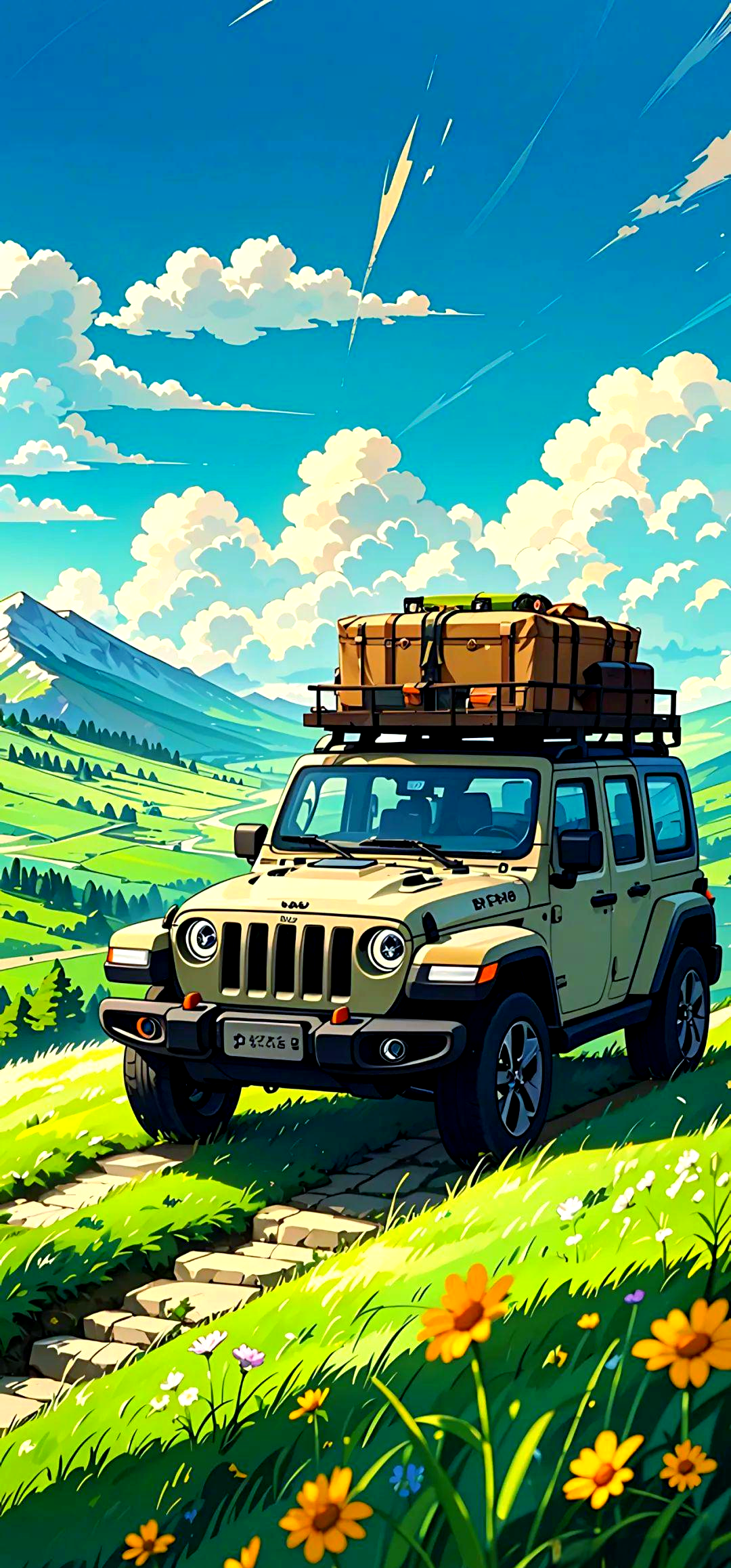 jeep越野车壁纸:展现草地蓝天下的自由之旅