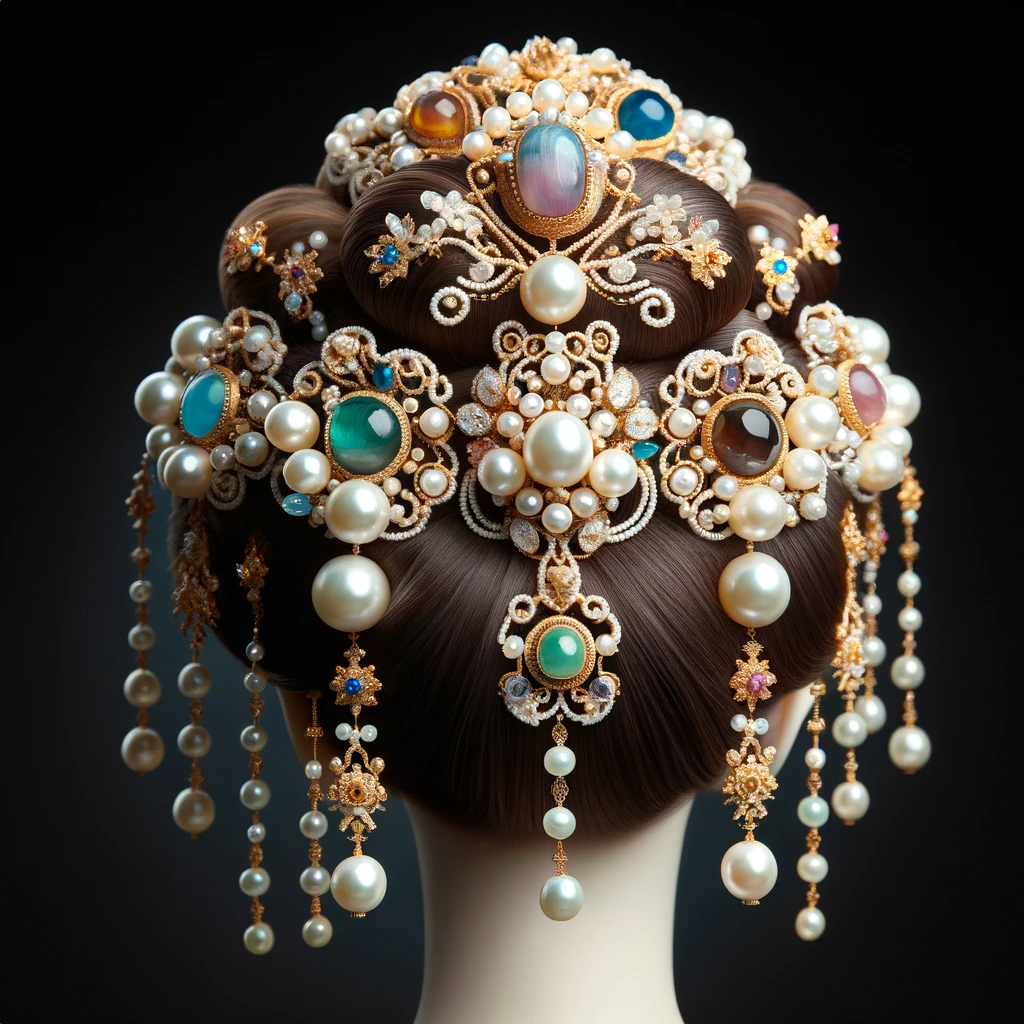 故事新画:剧照与ai图像展示红楼梦中的头饰奇观之王熙凤