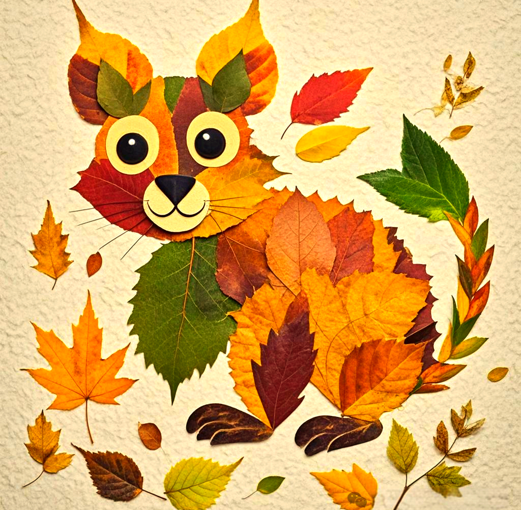 秋季树叶手工拼贴画:探索多种小动物系列,激发儿童创意绘画灵感