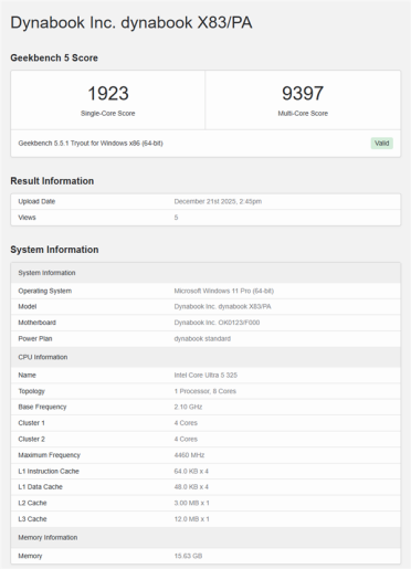 入门玩家春天来了！Intel酷睿Ultra 5 335/325跑分曝光：砍掉E核、最高4.6GHz