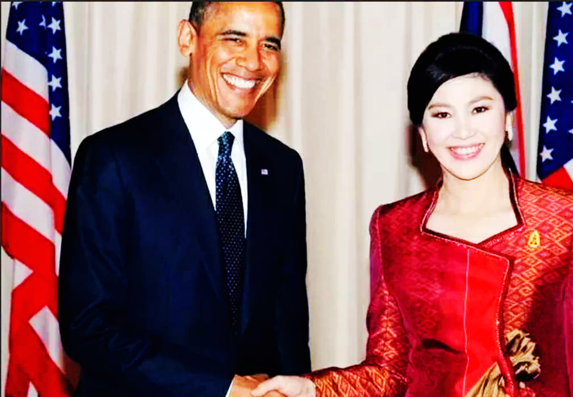 2012年,美国总统奥巴马访泰,会见泰国总理英拉.