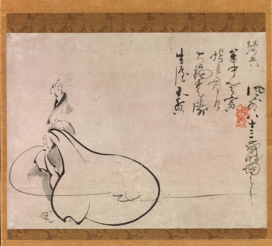 十七世纪禅画风外慧薰绘布袋和尚指月图 赏析