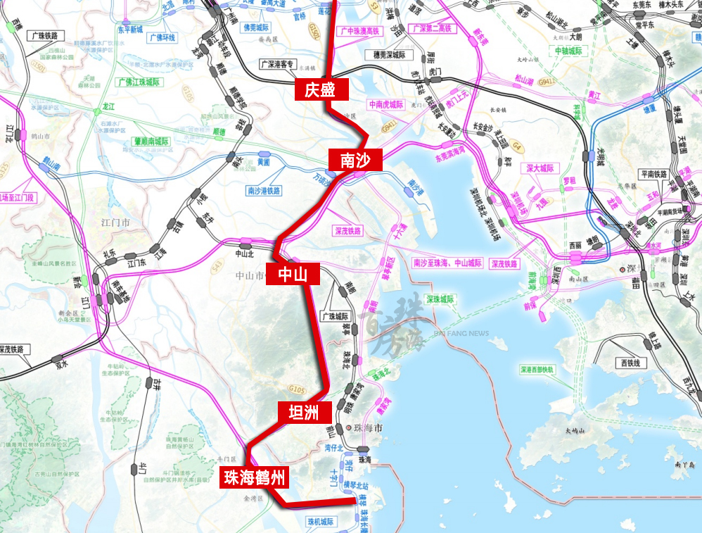 广州地铁18号线线路图曝光,将在珠海设3个站,计划2年后开工