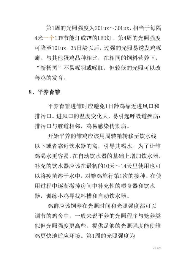 新杨黑蛋鸡饲养管理手册