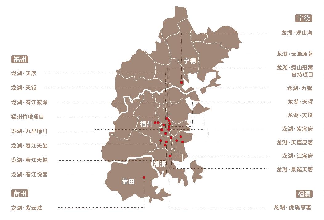 13个品质楼盘,涵盖晋安(4个,仓山(3个,长乐(2个,闽侯(3个)和莆田(1