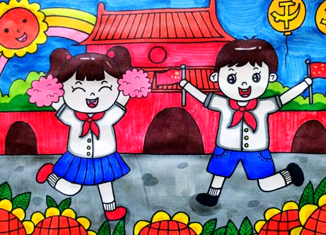 庆祝建党百年,孩子们用画笔表达对党的热爱