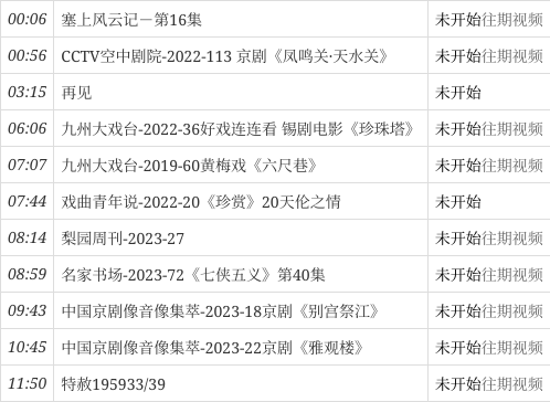 5月24日(星期三)cctv11節目預告