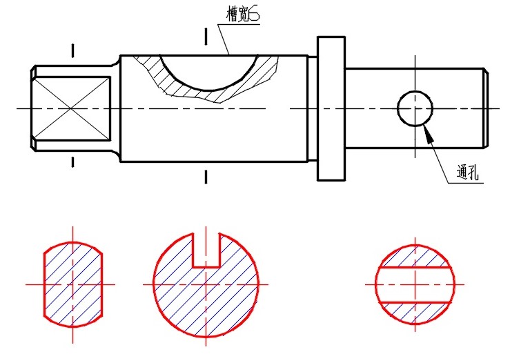 在零件图中,有时候需要画出机件在某个投影方向的断面的形状