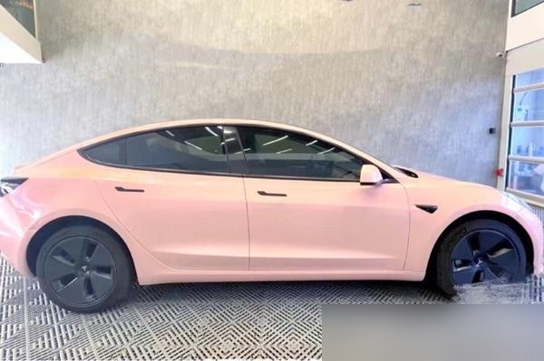 甜美担当|特斯拉model3改色珊瑚胭脂粉