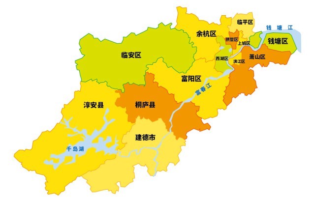 杭州区域地图十区图图片