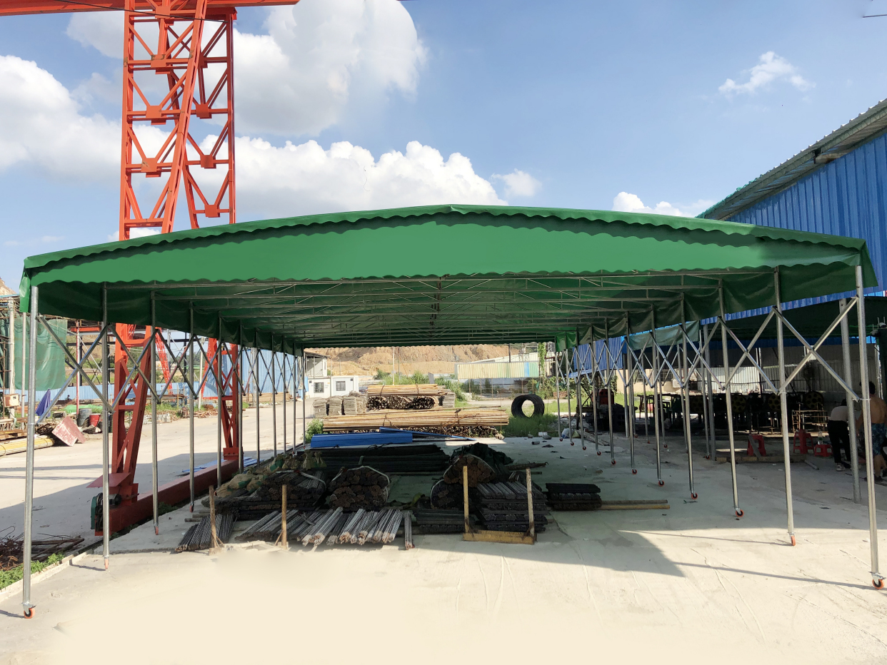 推拉雨篷遮阳棚伸缩式大型户外防雨移动折叠活动仓储蓬