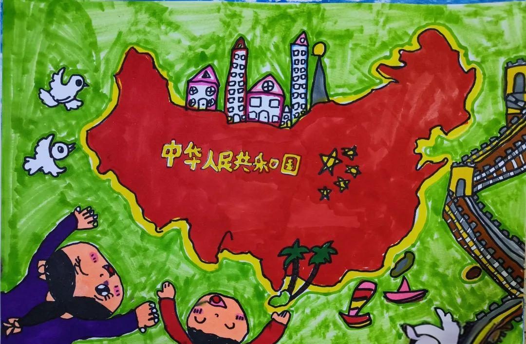 作品描述:这幅手绘地图以"我的中国心"为主题,通过孩子们的视角和感知