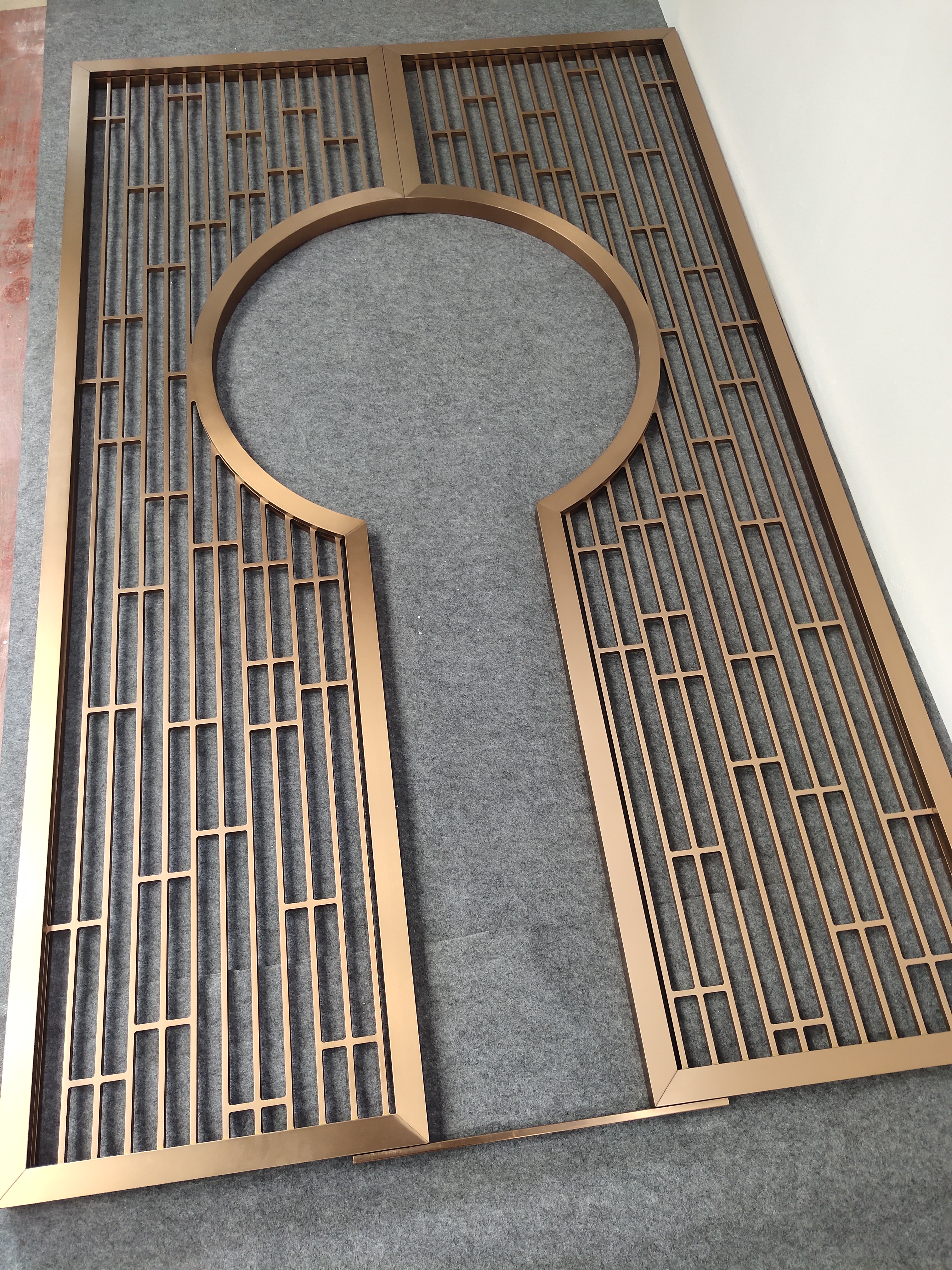 中式不锈钢屏风隔断电镀玫瑰金