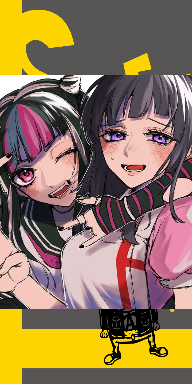 《弹丸论破》澪田唯吹x罪木蜜柑,动漫全面屏壁纸