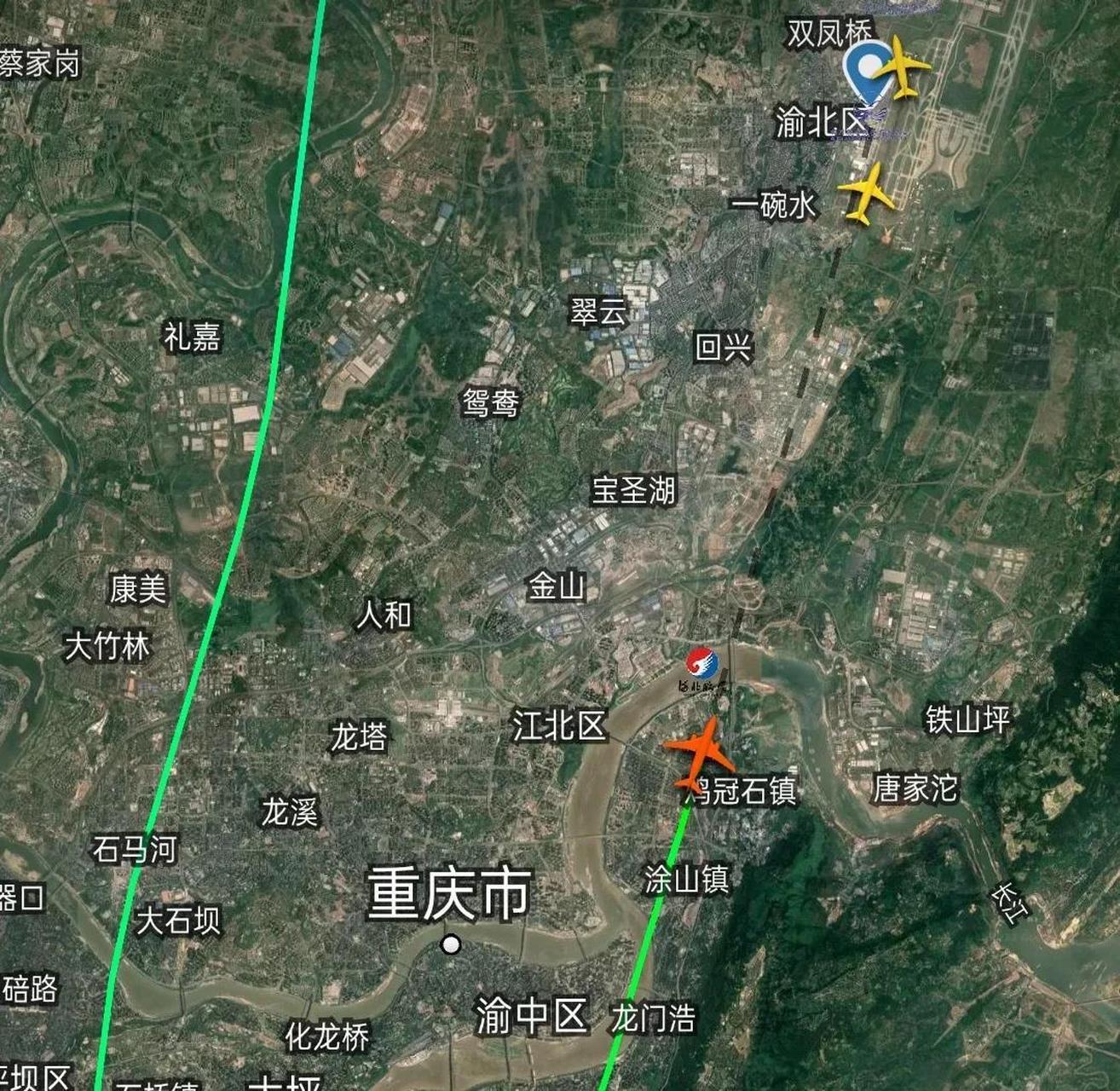 5月5日(今天)16点42分,一架北京飞往重庆的航班(航班号ns8035),到达