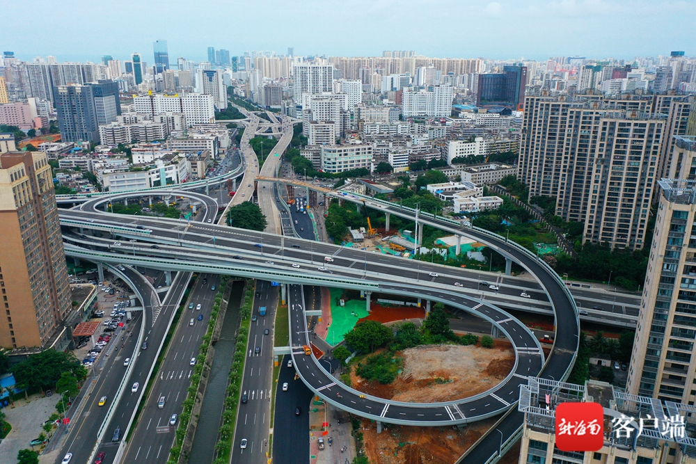 海口海秀快速路新建wn匝道基本完工 通车后将极大缓解高峰期国兴大道