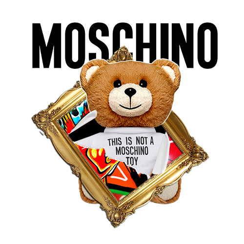 潮牌卡通熊字母印花矢量图服装裁片t恤烫图印花花型素材