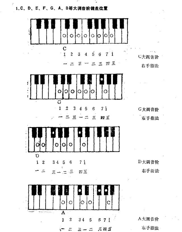 电子琴常用调的指法图解,助你掌握琴键技巧!