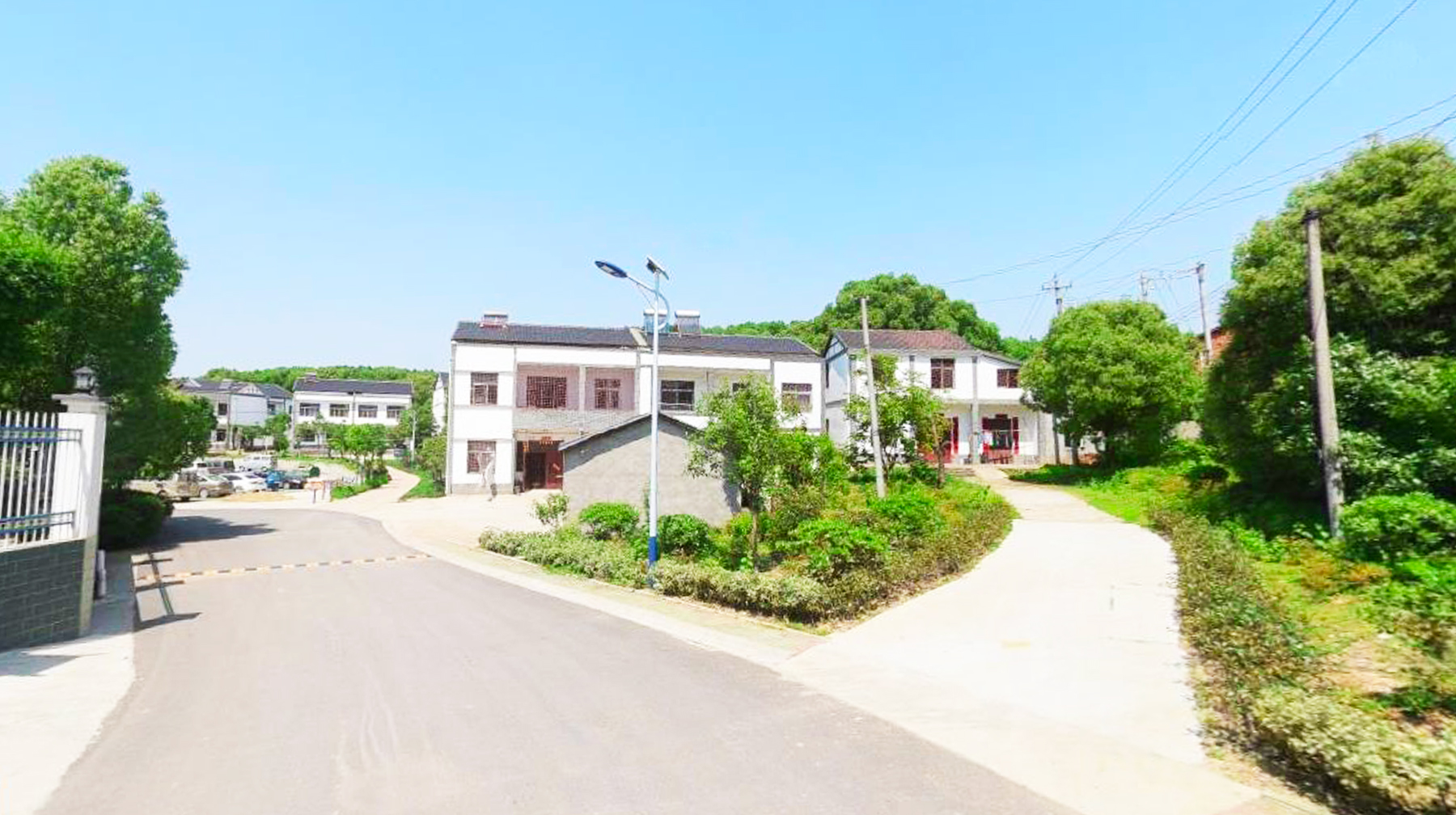 走进武汉郊区一座湖滨新村,宽阔乡道四通八达,遍布古典风格民房