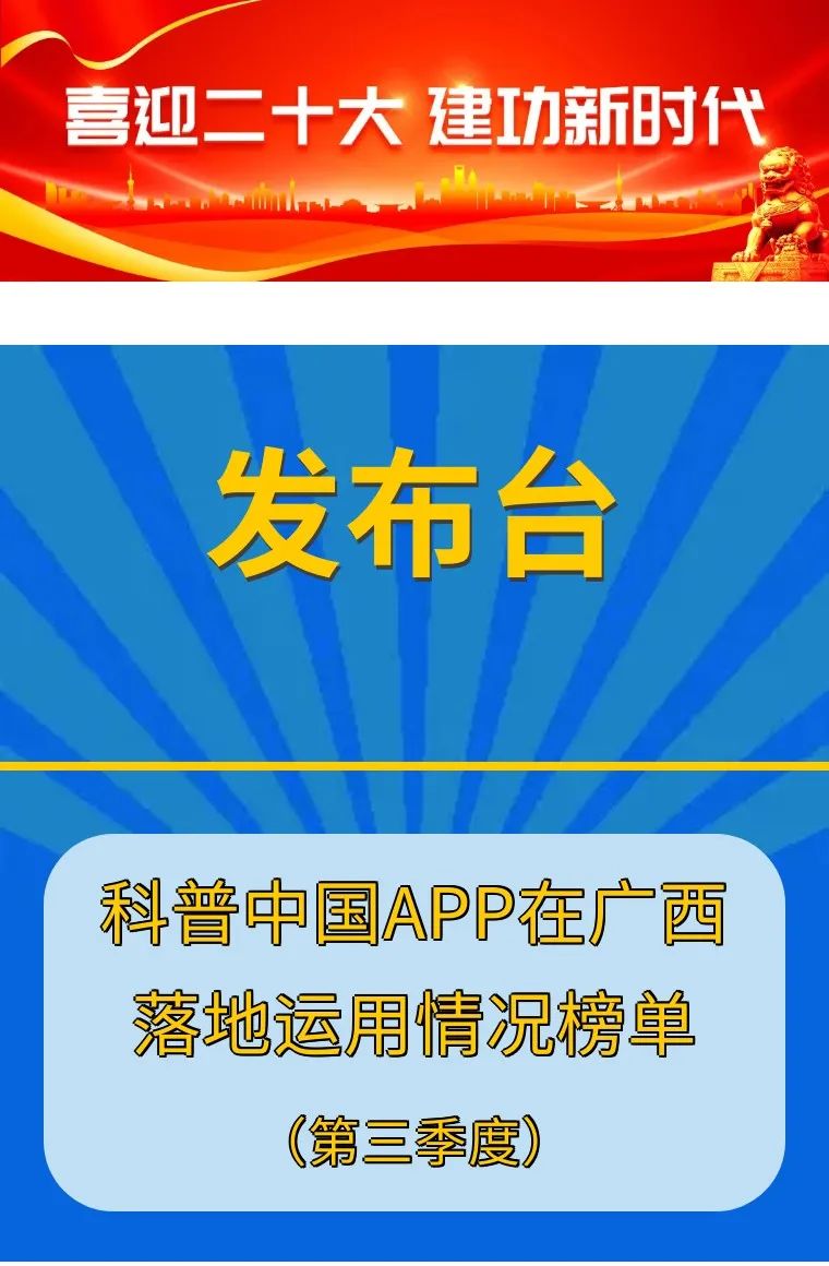 发布台:科普中国app在广西落地运用情况榜单(第三季度)