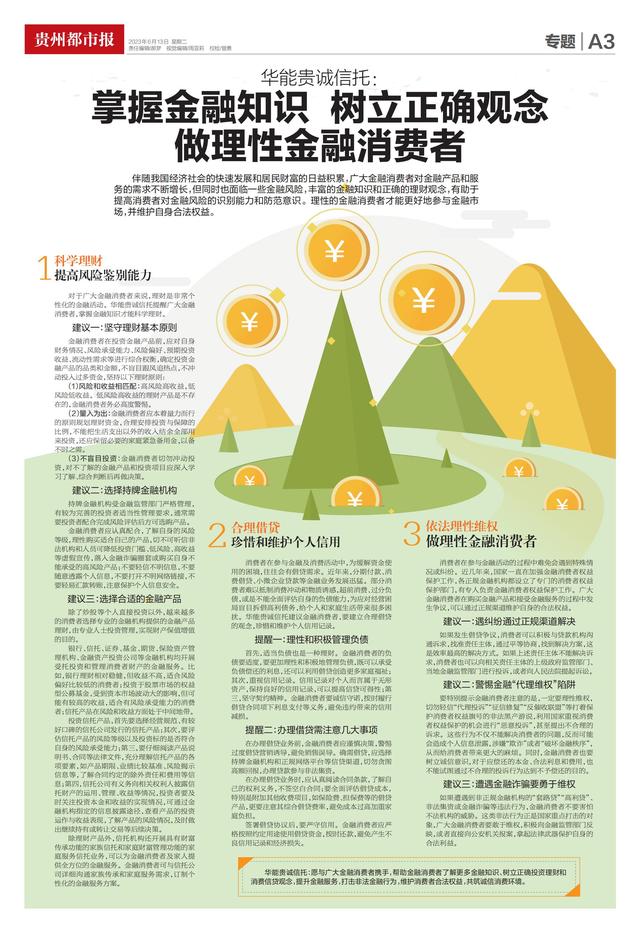 华能贵诚信托:掌握金融知识 树立正确观念 做理性金融消费者