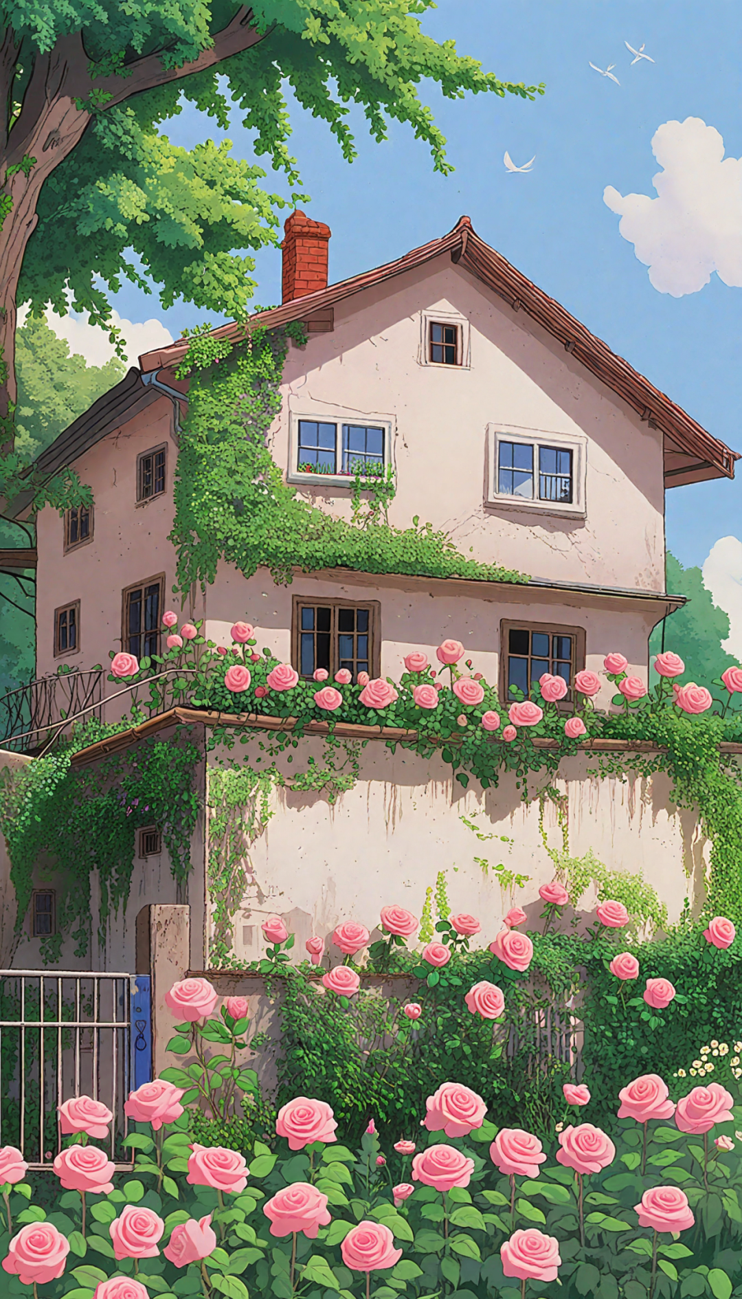 宫崎骏动画风格的秘密花园壁纸,展现自然之美与治愈力量