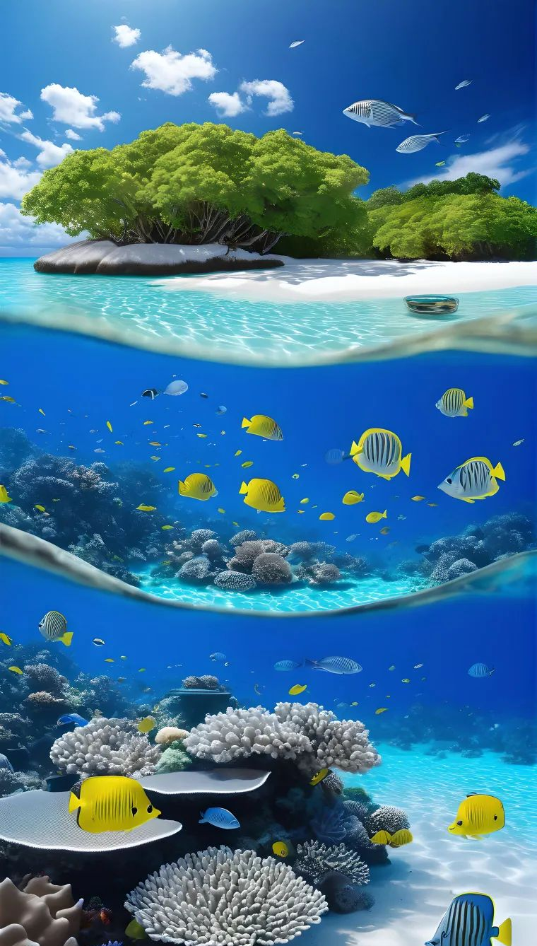 海底世界壁纸大赏:探索多彩珊瑚与众多奇特生物