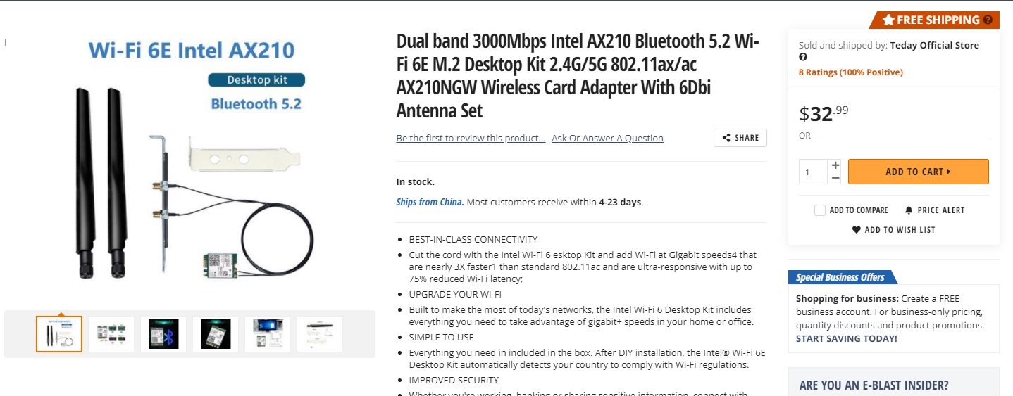 英特尔发布首款 wi-fi 6e 无线网卡 ax210