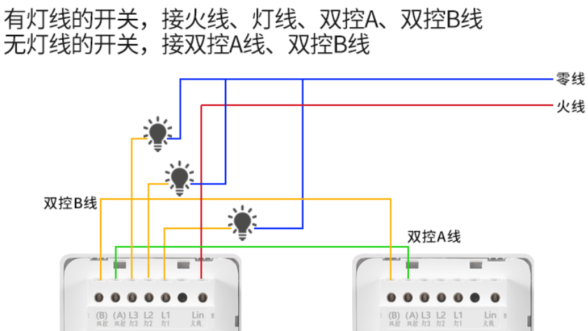 感应灯开关怎么接线图图片