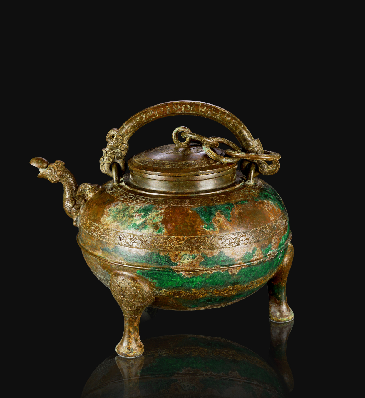 战国龙首凤流青铜盉