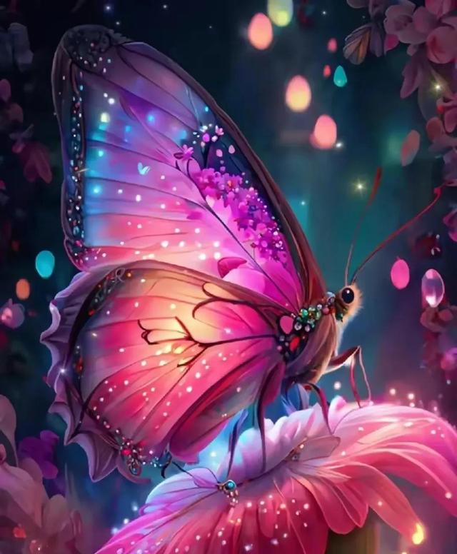 唯美图片〡梦幻蝴蝶,晚霞温柔,风也醉人