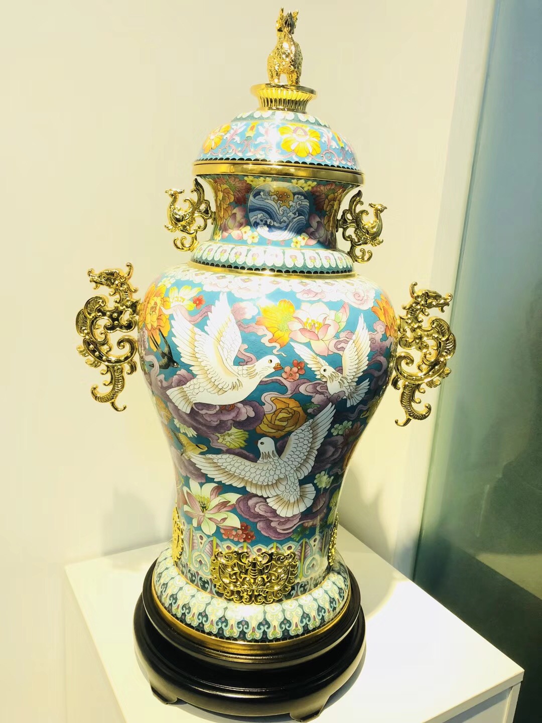 《吉祥中华》龙凤尊戴嘉林大师作品 景泰蓝掐丝珐琅