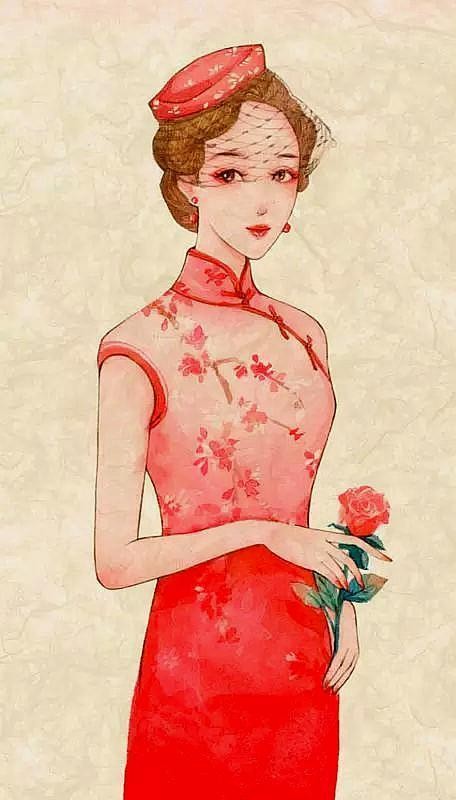 民国时期最美的旗袍插画,将东方女性的身材美展露无疑