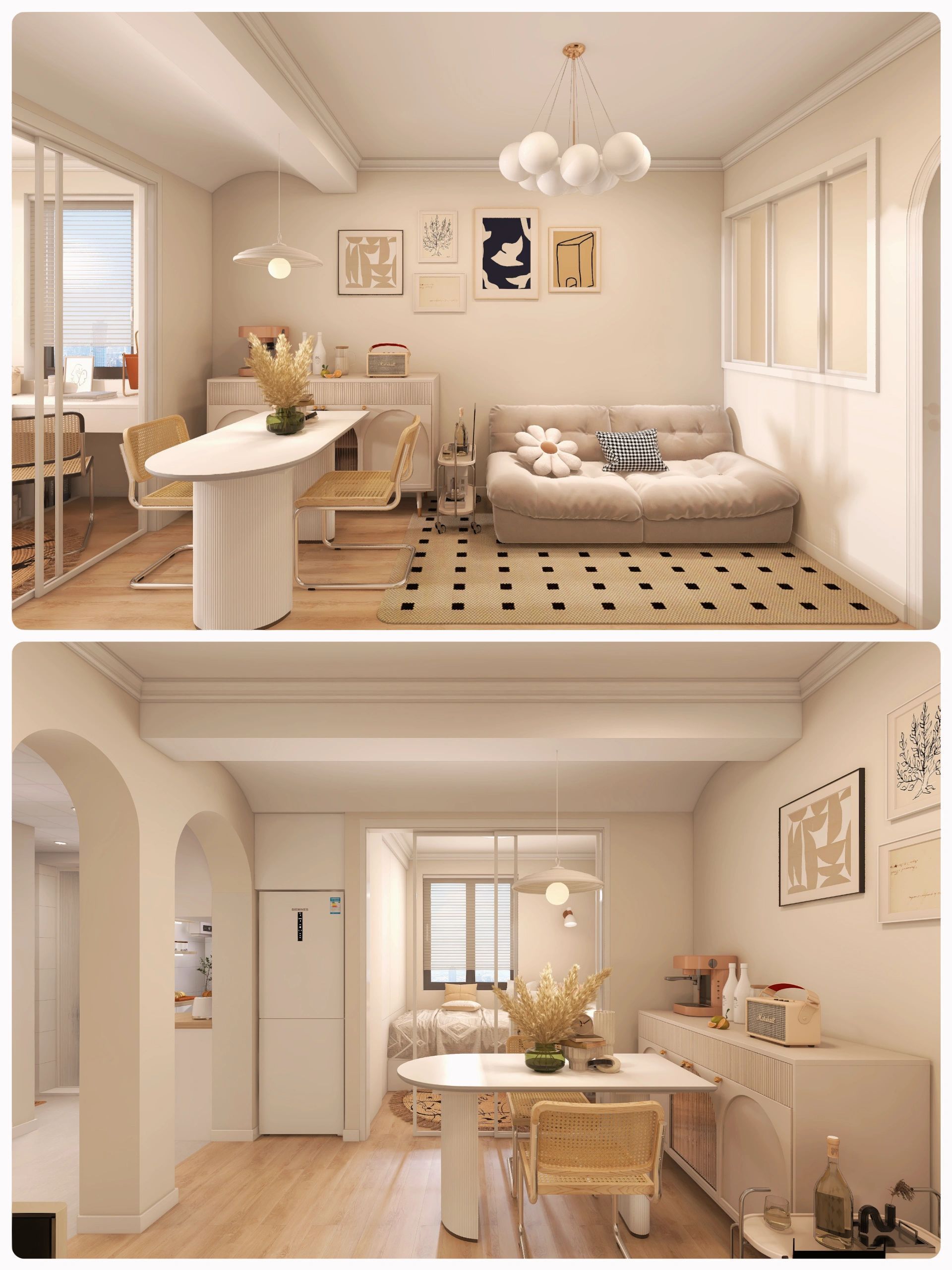 上海53m05实用小户型6015做奶油风温馨又治愈