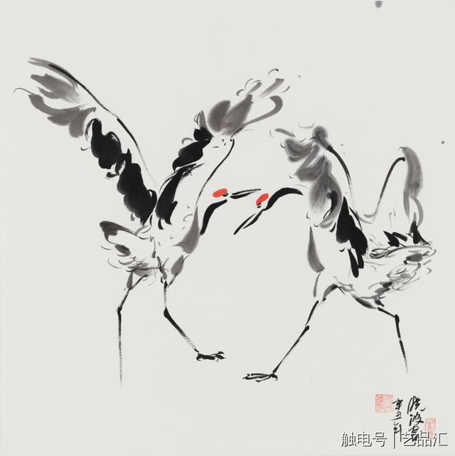 鲁晓波《鹤舞 70cm×70cm,2021年