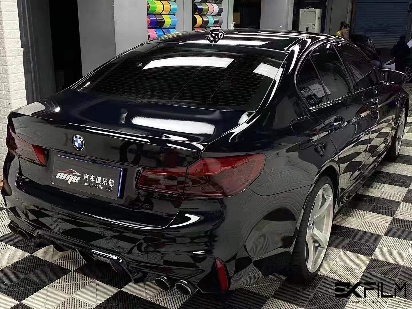 宝马5系全车ekfilm-ek改色膜pet 超级亮黑