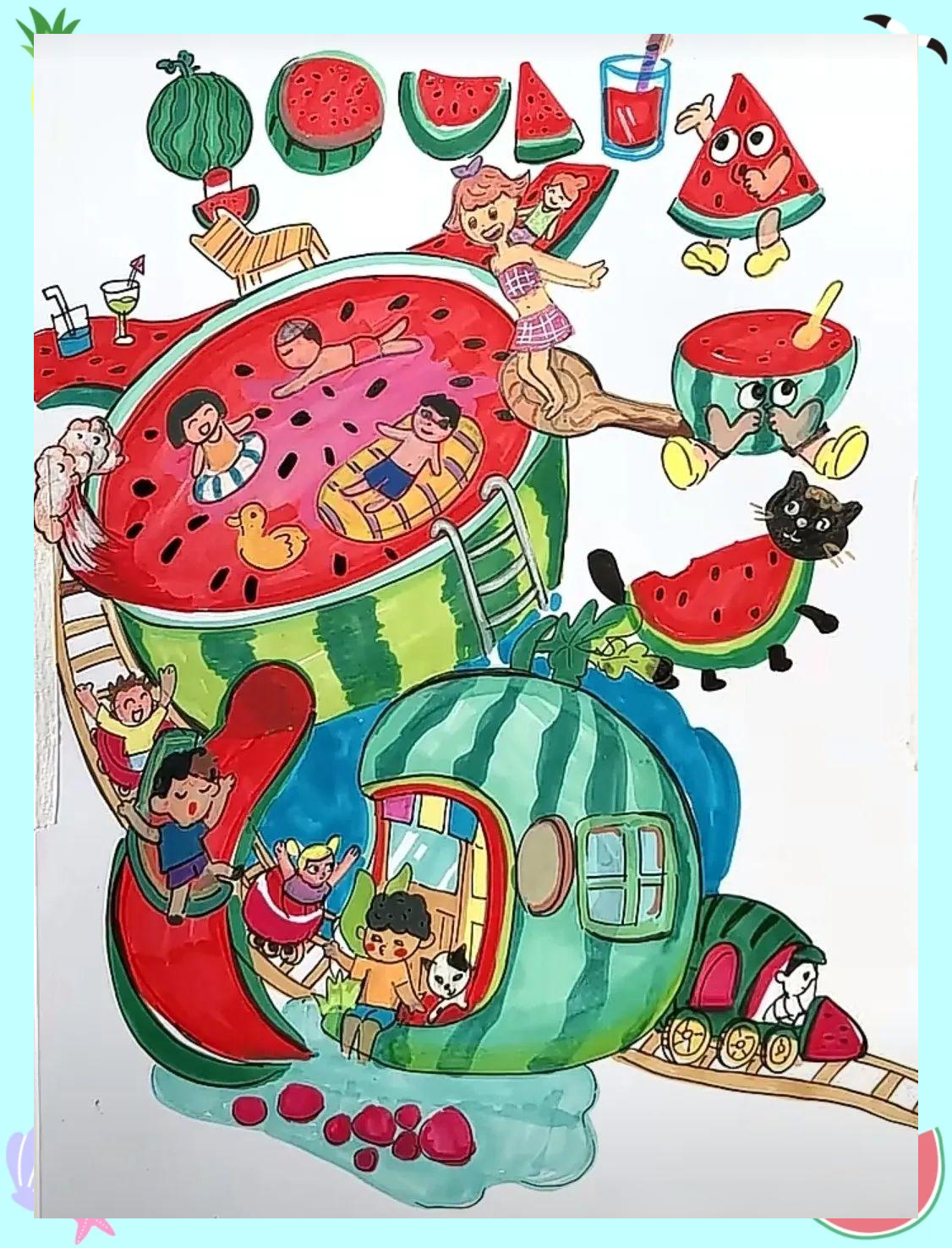 创意水果儿童画展现多彩水果乐园,看孩子如何描绘心中的奇幻世界