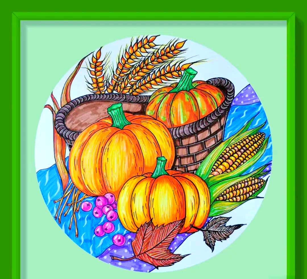 精选多幅秋天主题创意儿童美术优秀范画