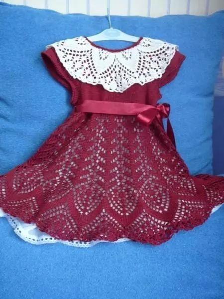 漂亮的孔雀尾花样裙式女童背心针织,附图解教程