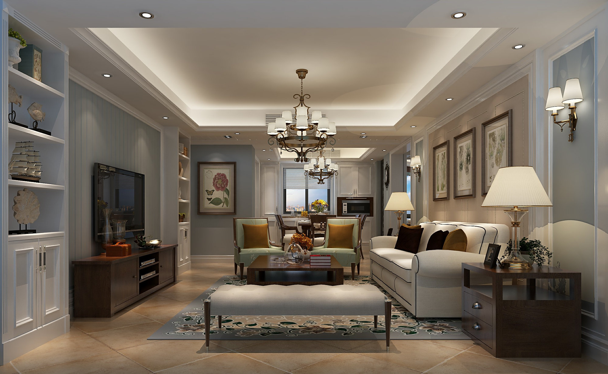 135平米四居室装修秘籍 美式18万!