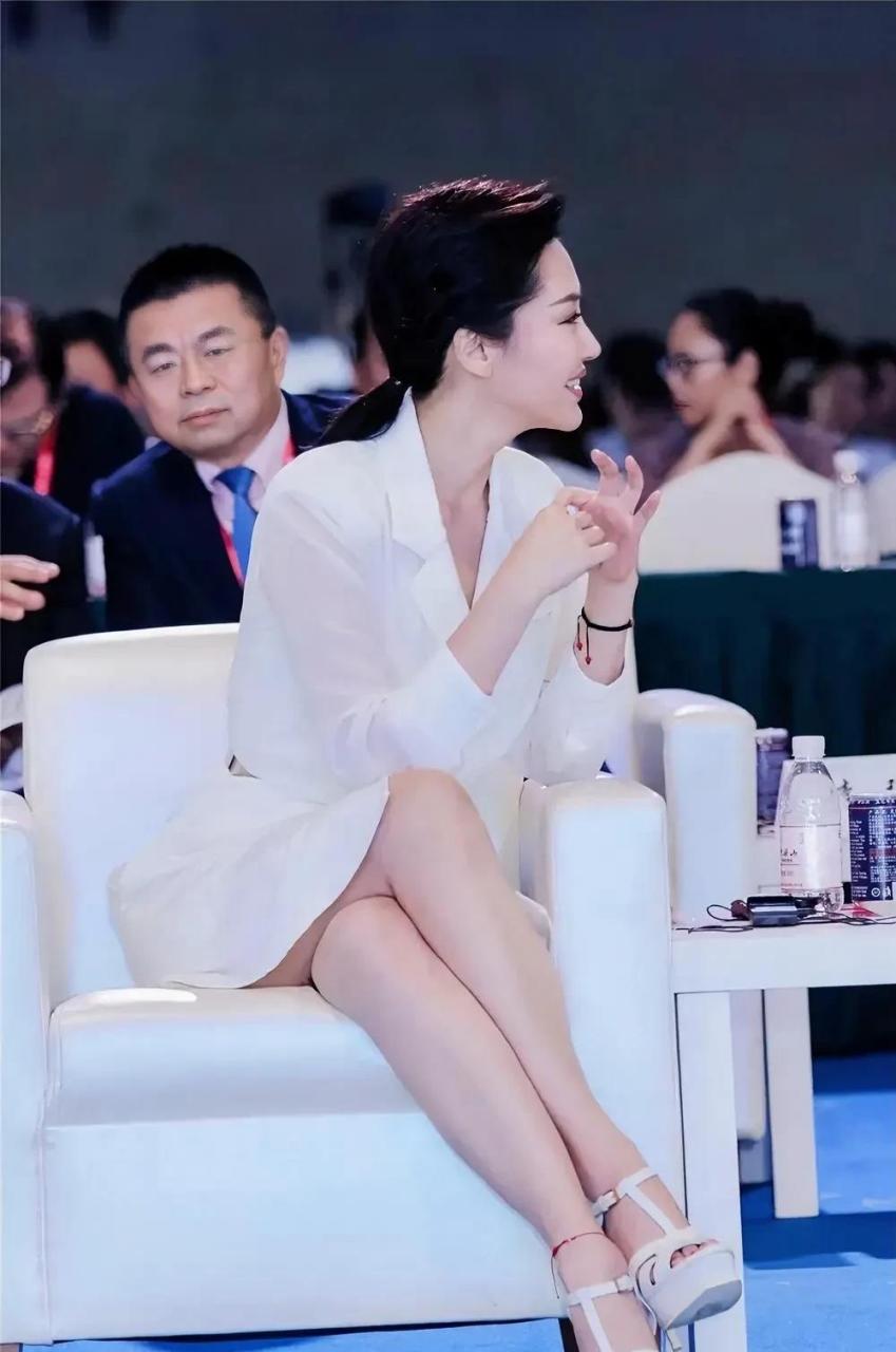 这是54岁的许晴参加某活动时的照片,50多岁的年龄依旧花枝招展,就像一