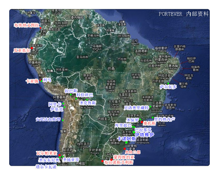南美洲港口分布图图片