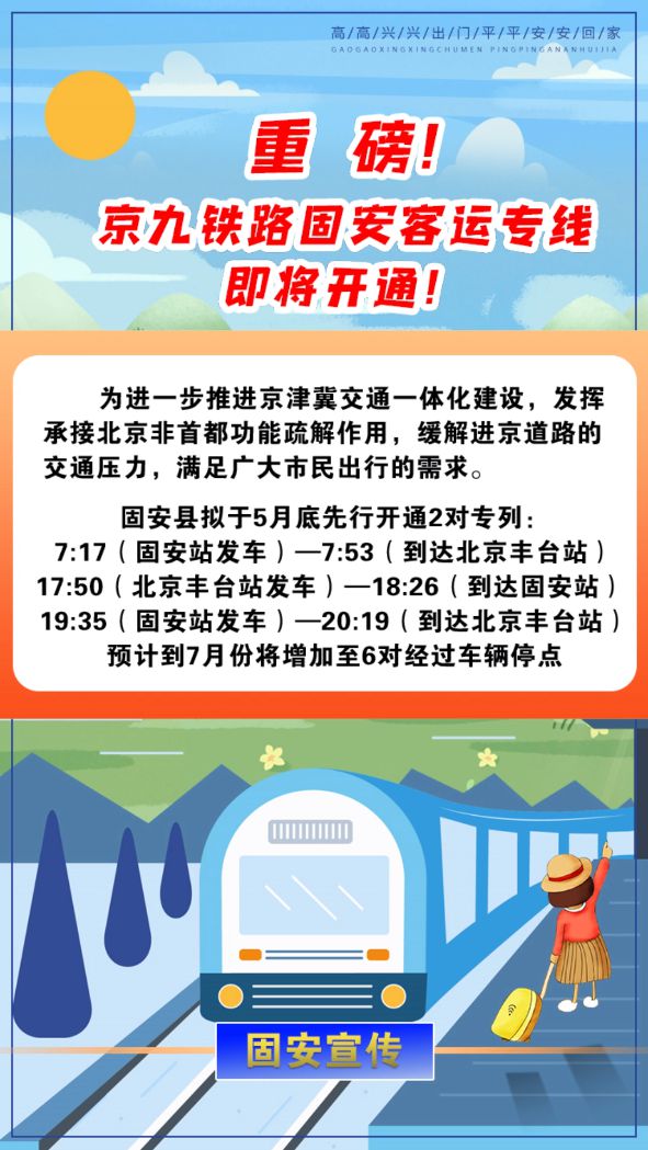 重磅!京九铁路固安客运专线即将开通进京专列