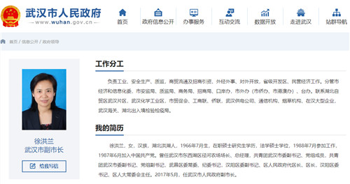 快讯!武汉市副市长徐洪兰接受审查调查