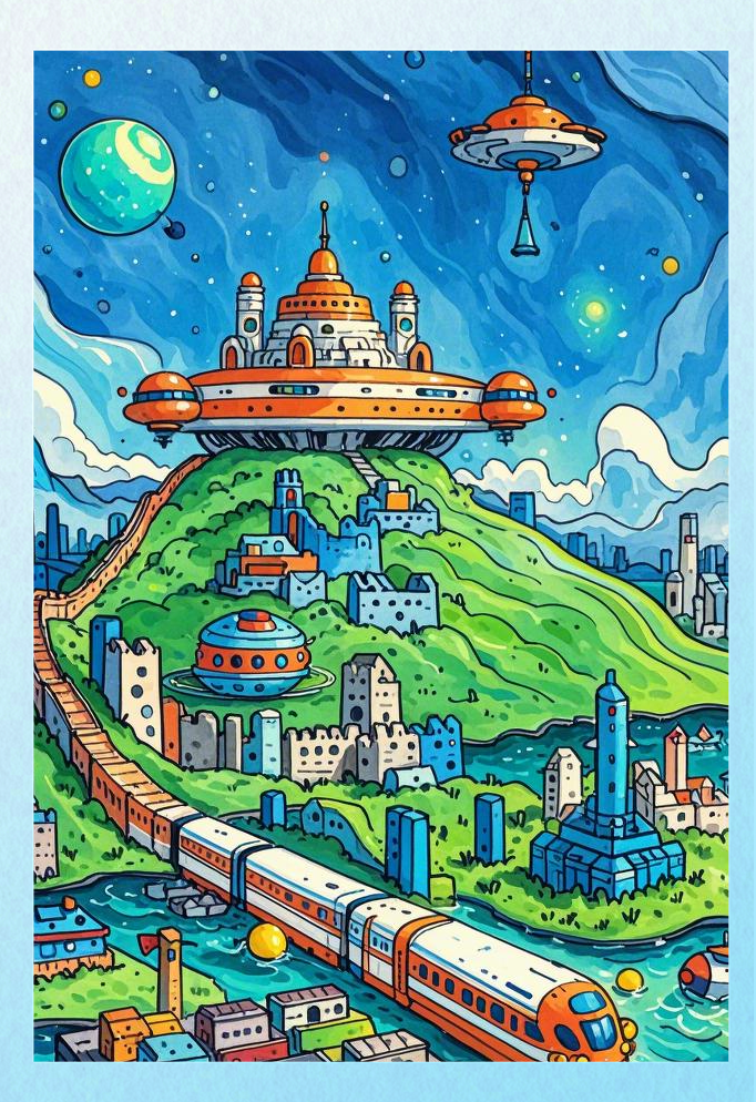 探索未来城市的科技创想绘画