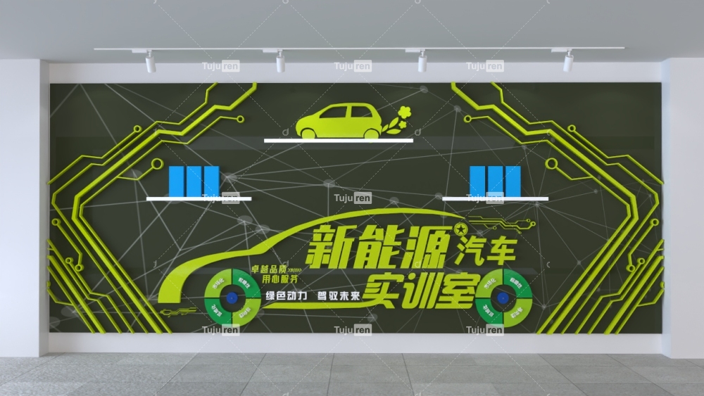 新能源汽车实训室文化墙标语创意设计