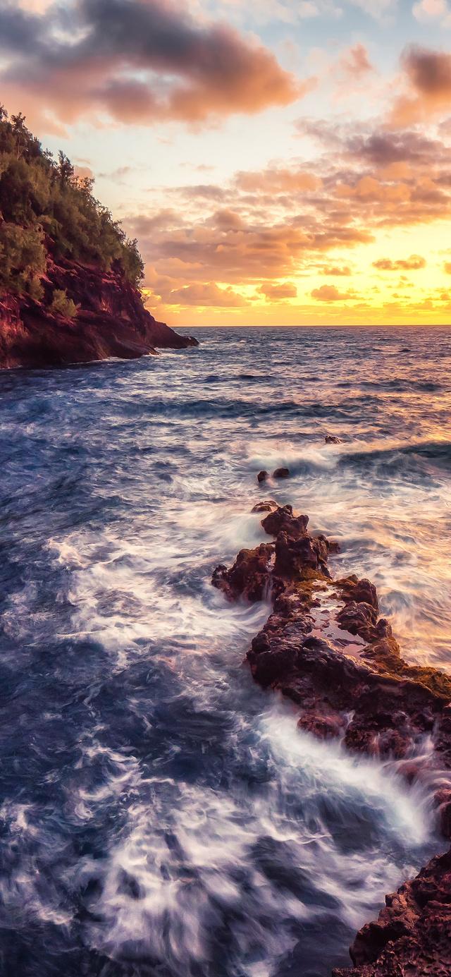 手机壁纸|海滩,礁石